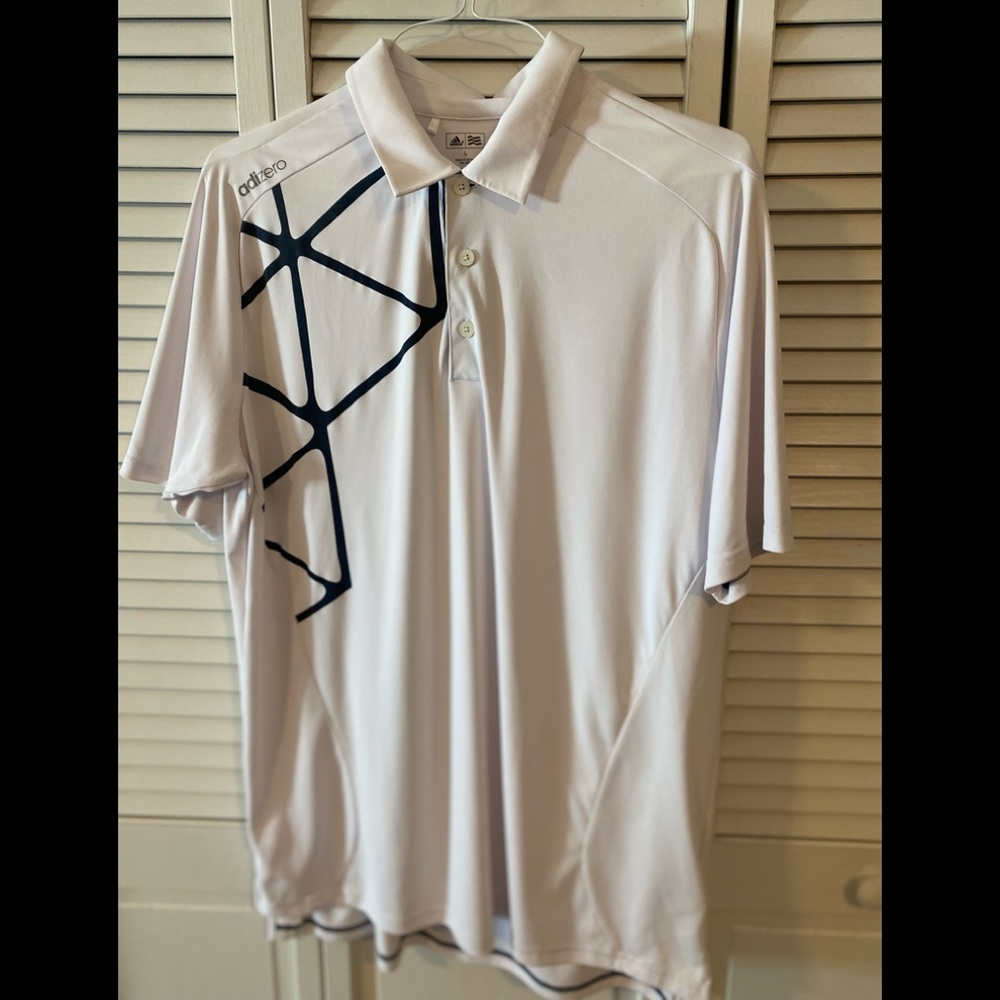 Mens - white adidas dri-fit golf polo